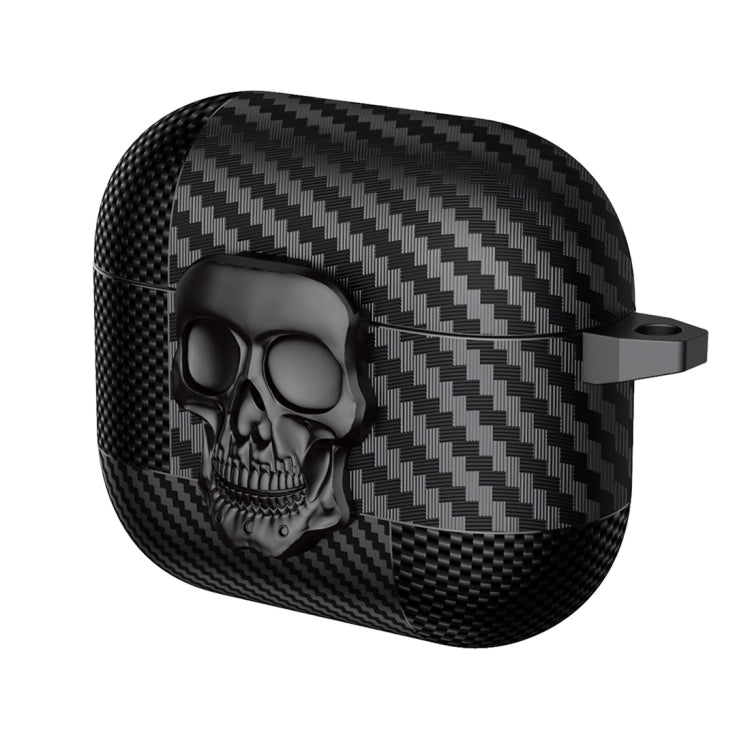 Carbon Fiber Pattern Skull Lock Bluetooth Earphone Protective Case