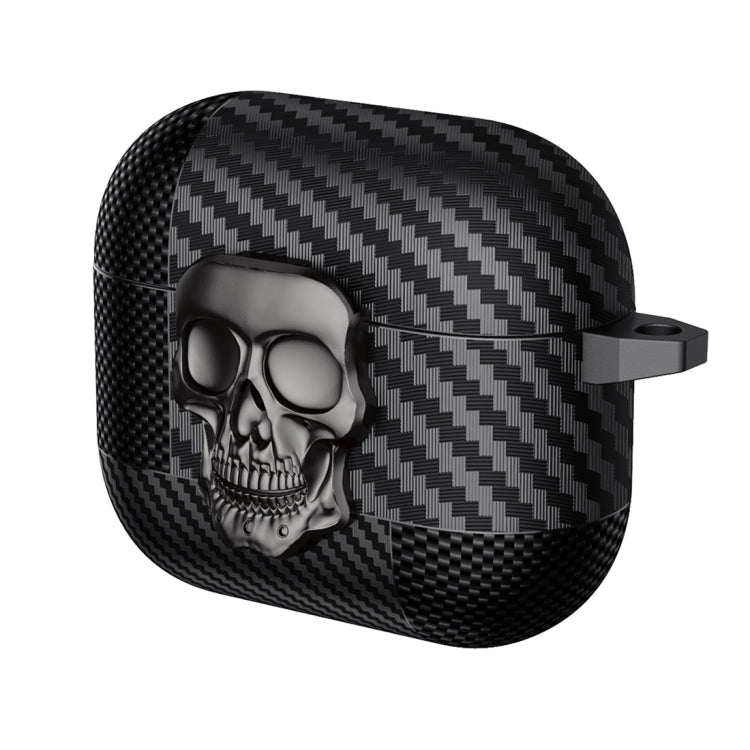 Carbon Fiber Pattern Skull Lock Bluetooth Earphone Protective Case