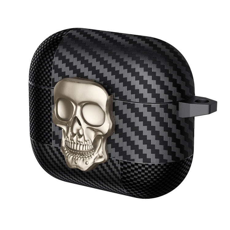 Carbon Fiber Pattern Skull Lock Bluetooth Earphone Protective Case