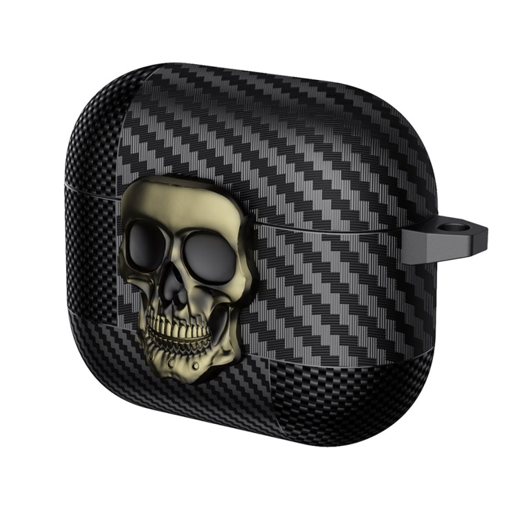 Carbon Fiber Pattern Skull Lock Bluetooth Earphone Protective Case