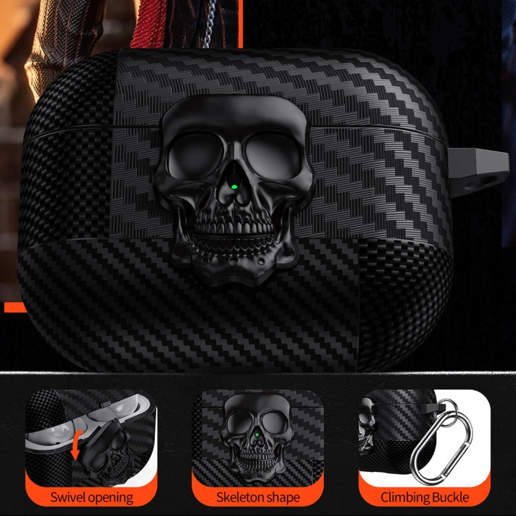 Carbon Fiber Pattern Skull Lock Bluetooth Earphone Protective Case