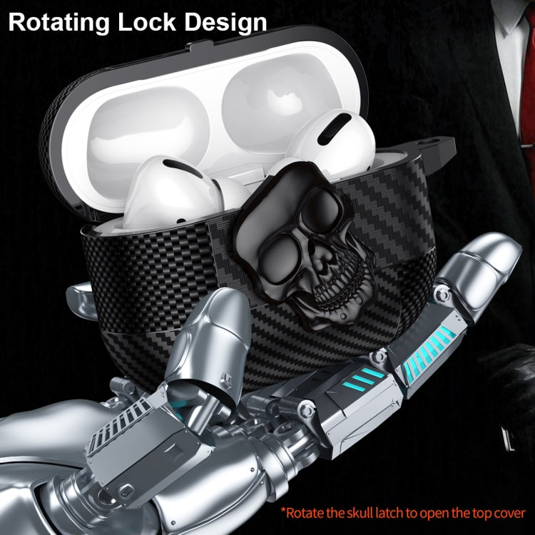 Carbon Fiber Pattern Skull Lock Bluetooth Earphone Protective Case