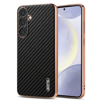 AZNS Electroplated Edge Carbon Fiber Texture Phone Case, For Galaxy S26 FE 5G, For Samsung Galaxy S26+ 5G, For Samsung Galaxy S26 Ultra 5G, For Samsung Galaxy S26 5G, For Samsung Galaxy S25 Edge 5G, For Samsung Galaxy S25 5G, For Samsung Galaxy S25+ 5G...