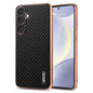 AZNS Electroplated Edge Carbon Fiber Texture Phone Case, For Galaxy S26 FE 5G, For Samsung Galaxy S26+ 5G, For Samsung Galaxy S26 Ultra 5G, For Samsung Galaxy S26 5G, For Samsung Galaxy S25 Edge 5G, For Samsung Galaxy S25 5G, For Samsung Galaxy S25+ 5G...