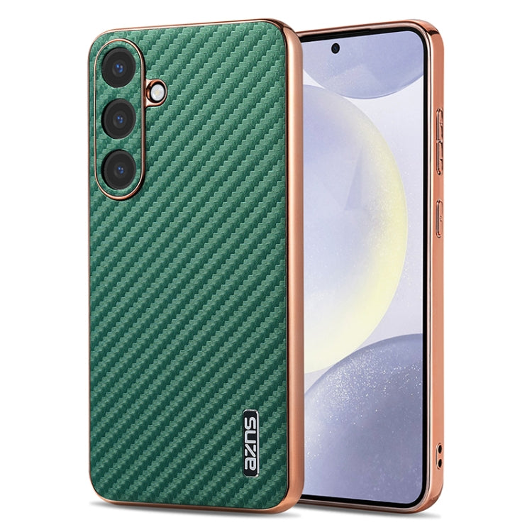 AZNS Electroplated Edge Carbon Fiber Texture Phone Case, For Galaxy S26 FE 5G, For Samsung Galaxy S26+ 5G, For Samsung Galaxy S26 Ultra 5G, For Samsung Galaxy S26 5G, For Samsung Galaxy S25 Edge 5G, For Samsung Galaxy S25 5G, For Samsung Galaxy S25+ 5G...
