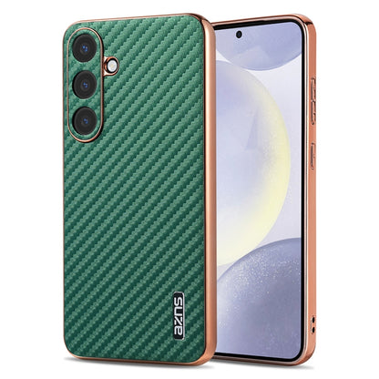 AZNS Electroplated Edge Carbon Fiber Texture Phone Case, For Galaxy S26 FE 5G, For Samsung Galaxy S26+ 5G, For Samsung Galaxy S26 Ultra 5G, For Samsung Galaxy S26 5G, For Samsung Galaxy S25 Edge 5G, For Samsung Galaxy S25 5G, For Samsung Galaxy S25+ 5G...