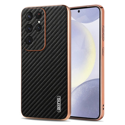 AZNS Electroplated Edge Carbon Fiber Texture Phone Case, For Galaxy S26 FE 5G, For Samsung Galaxy S26+ 5G, For Samsung Galaxy S26 Ultra 5G, For Samsung Galaxy S26 5G, For Samsung Galaxy S25 Edge 5G, For Samsung Galaxy S25 5G, For Samsung Galaxy S25+ 5G...