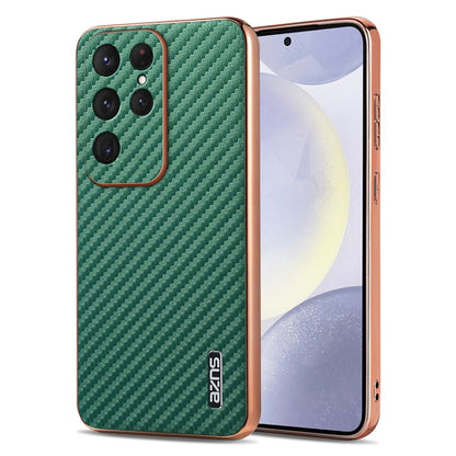 AZNS Electroplated Edge Carbon Fiber Texture Phone Case, For Galaxy S26 FE 5G, For Samsung Galaxy S26+ 5G, For Samsung Galaxy S26 Ultra 5G, For Samsung Galaxy S26 5G, For Samsung Galaxy S25 Edge 5G, For Samsung Galaxy S25 5G, For Samsung Galaxy S25+ 5G...
