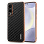 AZNS Electroplated Edge Carbon Fiber Texture Phone Case, For Galaxy S26 FE 5G, For Samsung Galaxy S26+ 5G, For Samsung Galaxy S26 Ultra 5G, For Samsung Galaxy S26 5G, For Samsung Galaxy S25 Edge 5G, For Samsung Galaxy S25 5G, For Samsung Galaxy S25+ 5G...