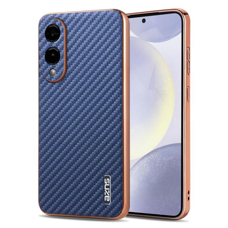 AZNS Electroplated Edge Carbon Fiber Texture Phone Case, For Galaxy S26 FE 5G, For Samsung Galaxy S26+ 5G, For Samsung Galaxy S26 Ultra 5G, For Samsung Galaxy S26 5G, For Samsung Galaxy S25 Edge 5G, For Samsung Galaxy S25 5G, For Samsung Galaxy S25+ 5G...