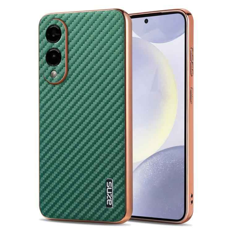 AZNS Electroplated Edge Carbon Fiber Texture Phone Case, For Samsung Galaxy S26+ 5G, For Samsung Galaxy S26 Ultra 5G, For Samsung Galaxy S26 5G, For Samsung Galaxy S25 Edge 5G, For Samsung Galaxy S25 5G, For Samsung Galaxy S25+ 5G                      ...
