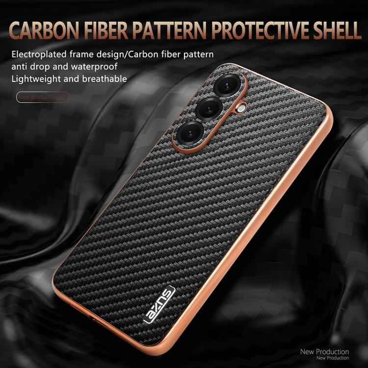 AZNS Electroplated Edge Carbon Fiber Texture Phone Case, For Samsung Galaxy S26+ 5G, For Samsung Galaxy S26 Ultra 5G, For Samsung Galaxy S26 5G, For Samsung Galaxy S25 Edge 5G, For Samsung Galaxy S25 5G, For Samsung Galaxy S25+ 5G                      ...