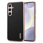 AZNS Electroplated Edge Carbon Fiber Texture Phone Case, For Galaxy S26 FE 5G, For Samsung Galaxy S26+ 5G, For Samsung Galaxy S26 Ultra 5G, For Samsung Galaxy S26 5G, For Samsung Galaxy S25 Edge 5G, For Samsung Galaxy S25 5G, For Samsung Galaxy S25+ 5G...