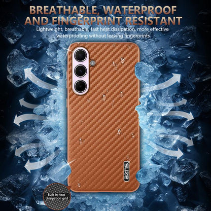 AZNS Electroplated Edge Carbon Fiber Texture Phone Case, For Galaxy S26 FE 5G, For Samsung Galaxy S26+ 5G, For Samsung Galaxy S26 Ultra 5G, For Samsung Galaxy S26 5G, For Samsung Galaxy S25 Edge 5G, For Samsung Galaxy S25 5G, For Samsung Galaxy S25+ 5G...