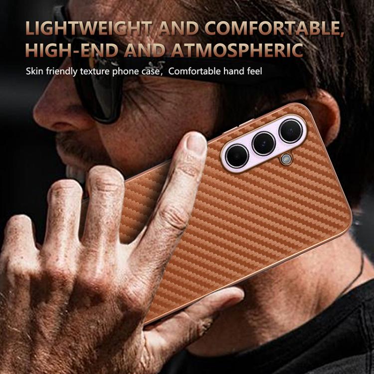 AZNS Electroplated Edge Carbon Fiber Texture Phone Case, For Galaxy S26 FE 5G, For Samsung Galaxy S26+ 5G, For Samsung Galaxy S26 Ultra 5G, For Samsung Galaxy S26 5G, For Samsung Galaxy S25 Edge 5G, For Samsung Galaxy S25 5G, For Samsung Galaxy S25+ 5G...