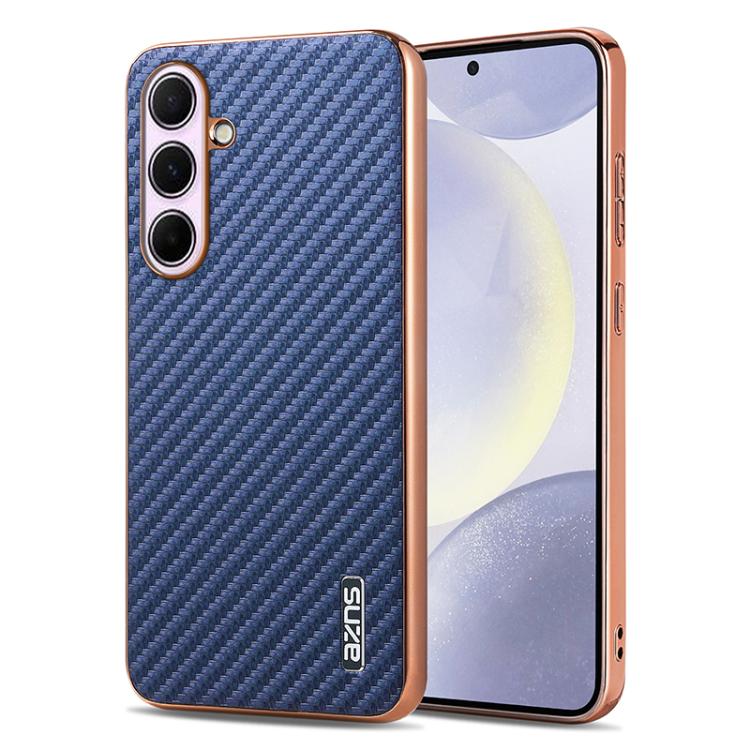 AZNS Electroplated Edge Carbon Fiber Texture Phone Case, For Galaxy S26 FE 5G, For Samsung Galaxy S26+ 5G, For Samsung Galaxy S26 Ultra 5G, For Samsung Galaxy S26 5G, For Samsung Galaxy S25 Edge 5G, For Samsung Galaxy S25 5G, For Samsung Galaxy S25+ 5G...