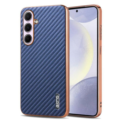 AZNS Electroplated Edge Carbon Fiber Texture Phone Case, For Galaxy S26 FE 5G, For Samsung Galaxy S26+ 5G, For Samsung Galaxy S26 Ultra 5G, For Samsung Galaxy S26 5G, For Samsung Galaxy S25 Edge 5G, For Samsung Galaxy S25 5G, For Samsung Galaxy S25+ 5G...