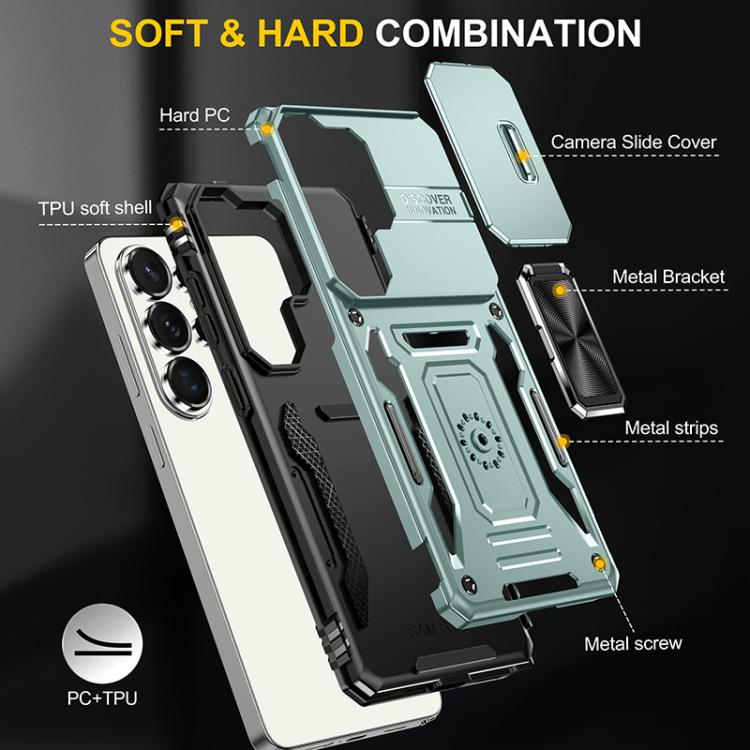 Armor PC Hybrid TPU Camera Shield Phone Case, For Samsung Galaxy S26 Ultra 5G, For Samsung Galaxy S26 5G, For Samsung Galaxy S25 FE 5G, For Samsung Galaxy S25 Edge 5G, For Samsung Galaxy S25 5G, For Samsung Galaxy S25+ 5G