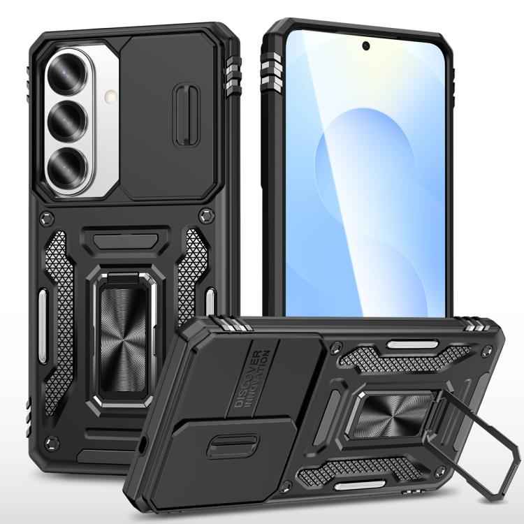 Armor PC Hybrid TPU Camera Shield Phone Case, For Samsung Galaxy S26 Ultra 5G, For Samsung Galaxy S26 5G, For Samsung Galaxy S25 FE 5G, For Samsung Galaxy S25 Edge 5G, For Samsung Galaxy S25 5G, For Samsung Galaxy S25+ 5G