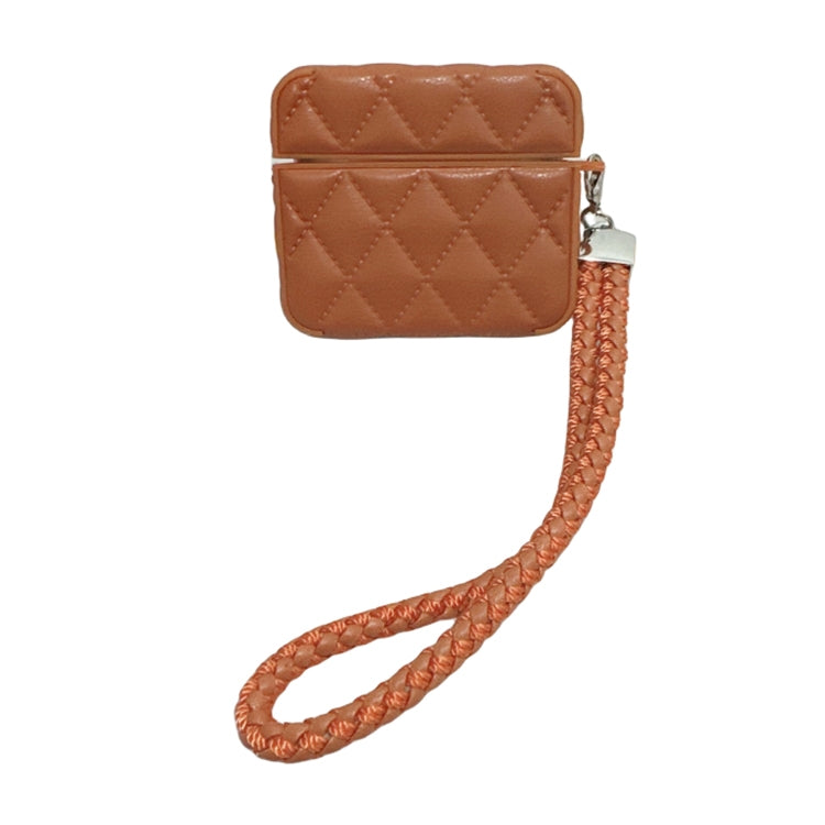 Down Coat Texture PU Earbuds Box PC Case with Lanyard