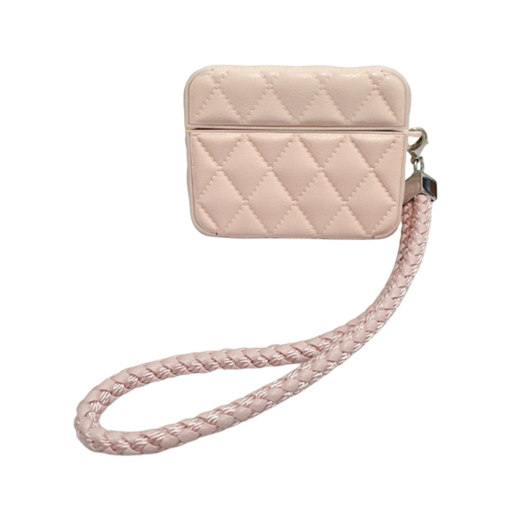 Down Coat Texture PU Earbuds Box PC Case with Lanyard