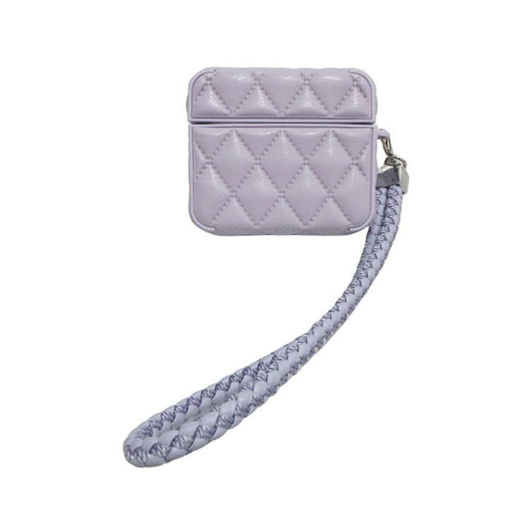 Down Coat Texture PU Earbuds Box PC Case with Lanyard