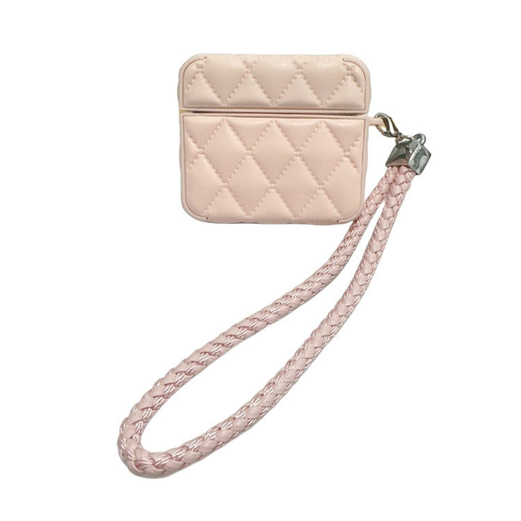 Down Coat Texture PU Earbuds Box PC Case with Lanyard