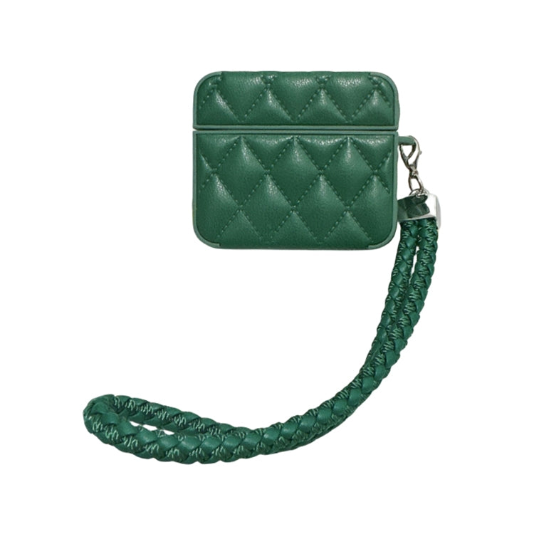 Down Coat Texture PU Earbuds Box PC Case with Lanyard