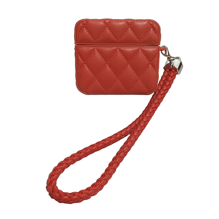 Down Coat Texture PU Earbuds Box PC Case with Lanyard