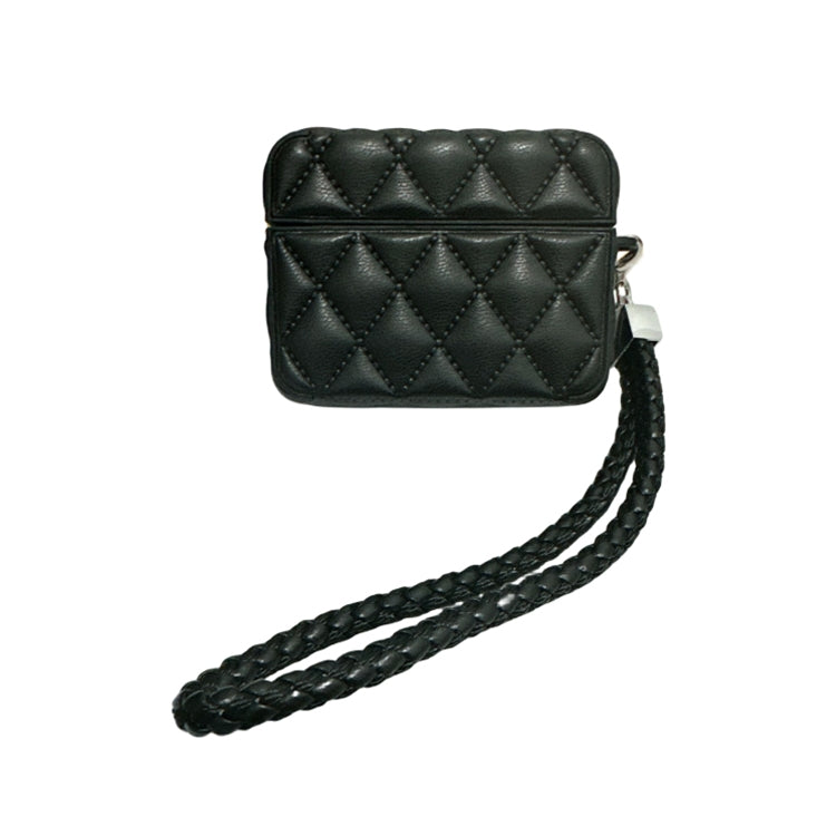 Down Coat Texture PU Earbuds Box PC Case with Lanyard