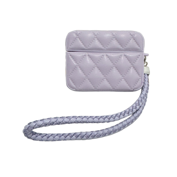 Down Coat Texture PU Earbuds Box PC Case with Lanyard