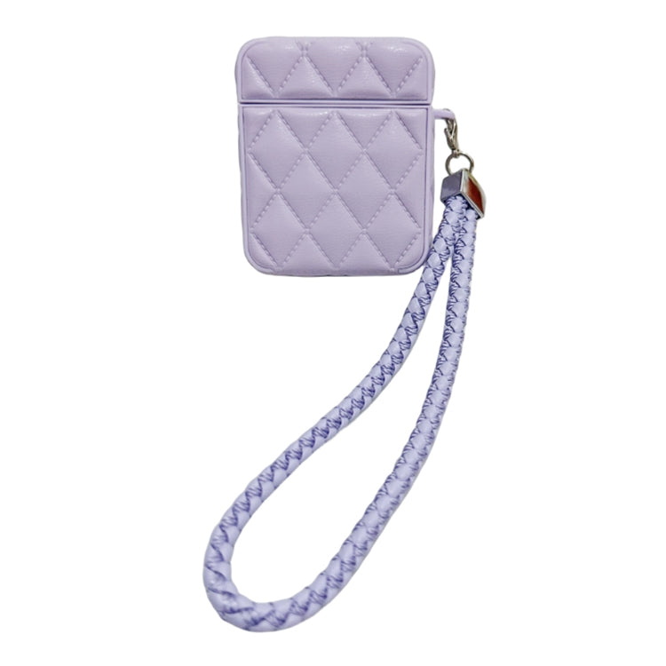 Down Coat Texture PU Earbuds Box PC Case with Lanyard