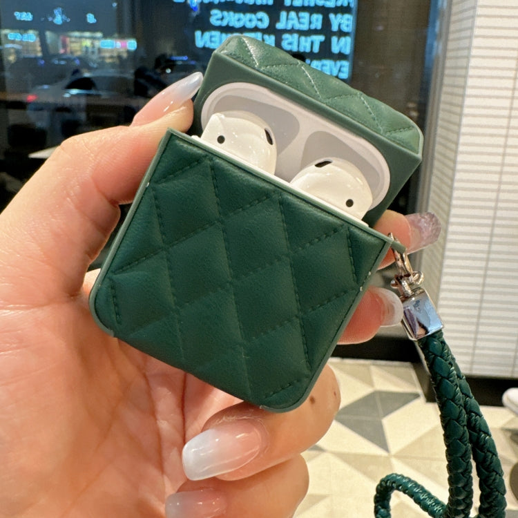 Down Coat Texture PU Earbuds Box PC Case with Lanyard