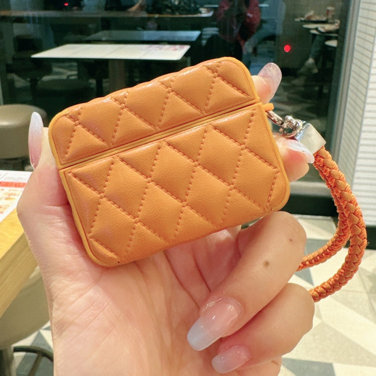 Down Coat Texture PU Earbuds Box PC Case with Lanyard