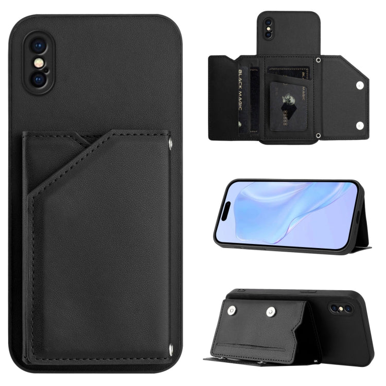 Skin Feel Four Card Slots Phone Case with Wrist Strap
