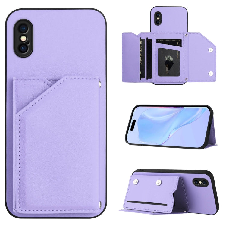 Skin Feel Four Card Slots Phone Case with Wrist Strap