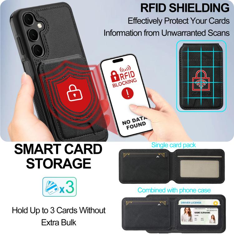 LC.IMEEKE L3 Series Detachable RFID Card Bag Magsafe Phone Case, For Galaxy S26 FE 5G, For Samsung Galaxy S26+ 5G, For Samsung Galaxy S26 Ultra 5G, For Samsung Galaxy S26 5G, For Samsung Galaxy S25 Edge 5G, For Samsung Galaxy S25 5G                    ...