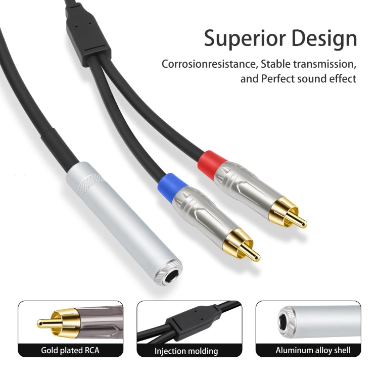 6.35mm 1/4 TRS Stereo Female to Dual RCA Male Y-type Audio Cable