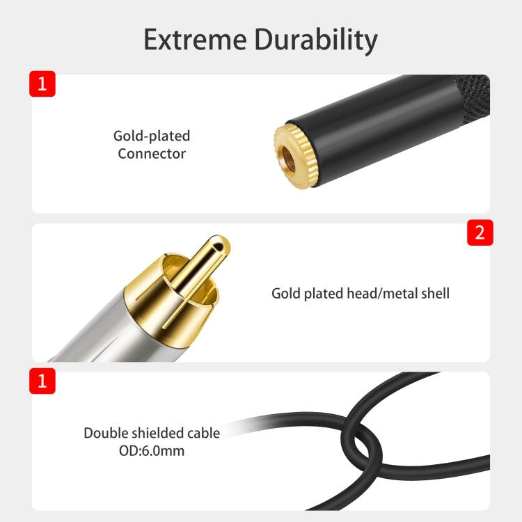 3.5mm 1/8 TRS Stereo Female to Dual RCA Male Y-type Audio Cable