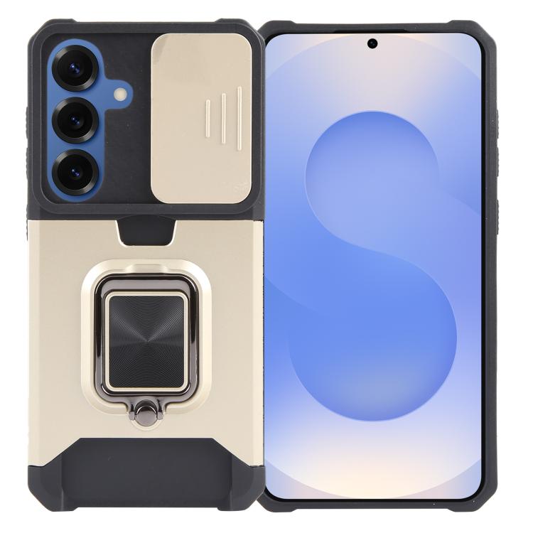 Camera Shield Card Slot PC+TPU Phone Case, For Samsung Galaxy S26+ 5G, For Samsung Galaxy S26 Ultra 5G, For Samsung Galaxy S26 5G, For Samsung Galaxy S25 Edge 5G, For Samsung Galaxy S25 5G, For Samsung Galaxy S25+ 5G