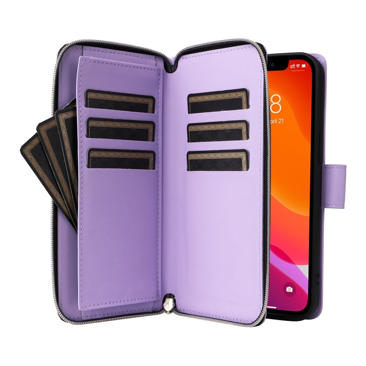 Nine-card Slots Zipper Wallet Bag Leather Phone Case