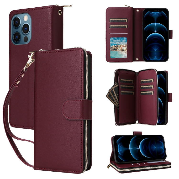Nine-card Slots Zipper Wallet Bag Leather Phone Case