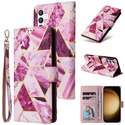 Marble Bronzing Stitching Leather Phone Case, For Samsung Galaxy S26+ 5G, For Samsung Galaxy S26 Ultra 5G, For Samsung Galaxy S26 5G, For Samsung Galaxy S25 FE 5G, For Samsung Galaxy S25 Edge 5G, For Samsung Galaxy S25 5G, For Samsung Galaxy S25+ 5G   ...