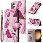 Marble Bronzing Stitching Leather Phone Case, For Samsung Galaxy S26+ 5G, For Samsung Galaxy S26 Ultra 5G, For Samsung Galaxy S26 5G, For Samsung Galaxy S25 FE 5G, For Samsung Galaxy S25 Edge 5G, For Samsung Galaxy S25 5G, For Samsung Galaxy S25+ 5G   ...