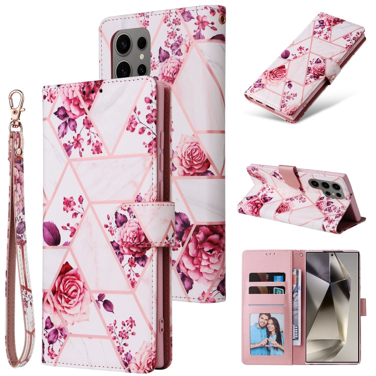 Marble Bronzing Stitching Leather Phone Case, For Samsung Galaxy S26+ 5G, For Samsung Galaxy S26 Ultra 5G, For Samsung Galaxy S26 5G, For Samsung Galaxy S25 FE 5G, For Samsung Galaxy S25 Edge 5G, For Samsung Galaxy S25 5G, For Samsung Galaxy S25+ 5G   ...