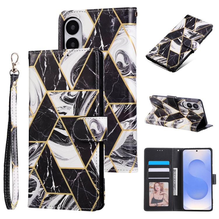 Marble Bronzing Stitching Leather Phone Case, For Samsung Galaxy S26+ 5G, For Samsung Galaxy S26 Ultra 5G, For Samsung Galaxy S26 5G, For Samsung Galaxy S25 FE 5G, For Samsung Galaxy S25 Edge 5G, For Samsung Galaxy S25 5G, For Samsung Galaxy S25+ 5G   ...