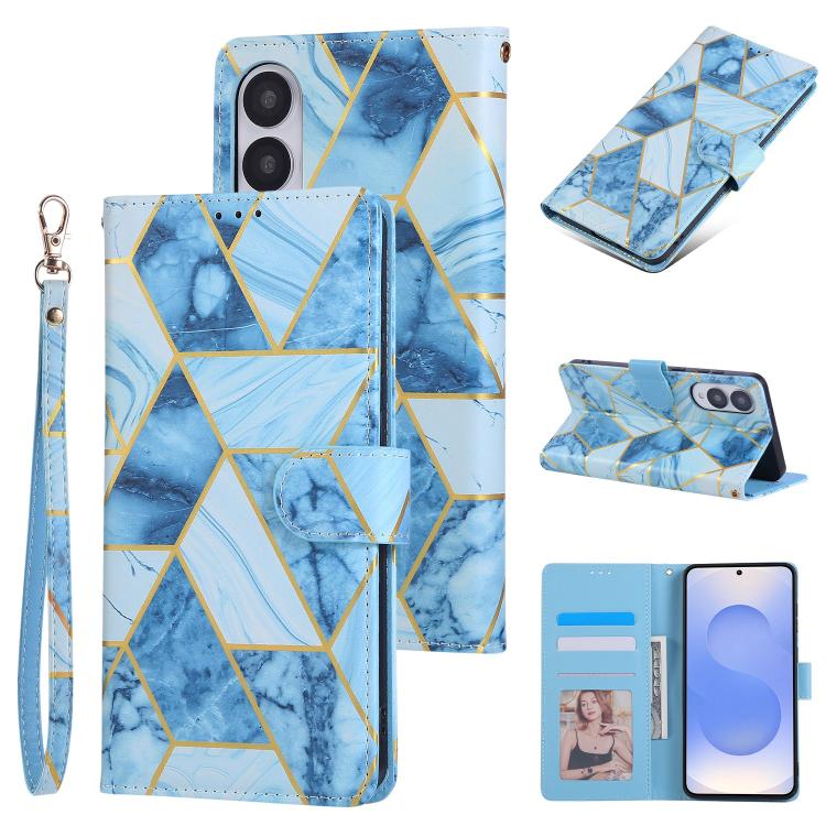 Marble Bronzing Stitching Leather Phone Case, For Samsung Galaxy S26+ 5G, For Samsung Galaxy S26 Ultra 5G, For Samsung Galaxy S26 5G, For Samsung Galaxy S25 FE 5G, For Samsung Galaxy S25 Edge 5G, For Samsung Galaxy S25 5G, For Samsung Galaxy S25+ 5G   ...