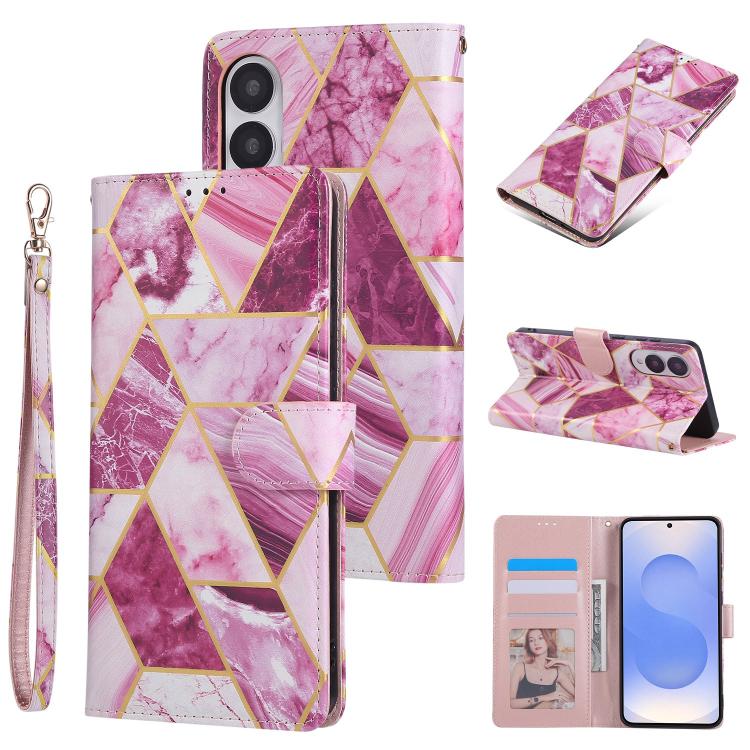 Marble Bronzing Stitching Leather Phone Case, For Samsung Galaxy S26+ 5G, For Samsung Galaxy S26 Ultra 5G, For Samsung Galaxy S26 5G, For Samsung Galaxy S25 FE 5G, For Samsung Galaxy S25 Edge 5G, For Samsung Galaxy S25 5G, For Samsung Galaxy S25+ 5G   ...
