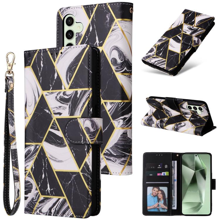 Marble Bronzing Stitching Leather Phone Case, For Samsung Galaxy S26+ 5G, For Samsung Galaxy S26 Ultra 5G, For Samsung Galaxy S26 5G, For Samsung Galaxy S25 FE 5G, For Samsung Galaxy S25 Edge 5G, For Samsung Galaxy S25 5G, For Samsung Galaxy S25+ 5G   ...
