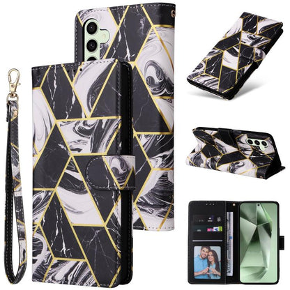 Marble Bronzing Stitching Leather Phone Case, For Samsung Galaxy S26+ 5G, For Samsung Galaxy S26 Ultra 5G, For Samsung Galaxy S26 5G, For Samsung Galaxy S25 FE 5G, For Samsung Galaxy S25 Edge 5G, For Samsung Galaxy S25 5G, For Samsung Galaxy S25+ 5G   ...